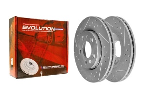 Передний тормозной диск Evolution с перфорацией и насечками, в покрытии GEOMET для Audi A1, A3, SEAT Leon, Skoda Octavia, Rapid, Roomster, Volkswagen Golf