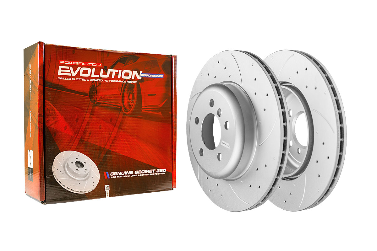 Передний тормозной диск Evolution с перфорацией и насечками в покрытии GEOMET для BMW X5 XDRIVE 35I KR0
